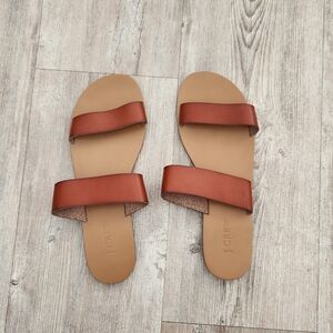 J crew Brown Leather Sandals. Ver Comfortable. Pre Owned But Great Condition.